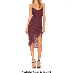 Lovers and Friends merlot lace cocktail dress.